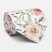 Boho  Blush Roze Perzik Crème Bloem Botanisch Stropdas (Opgerold)
