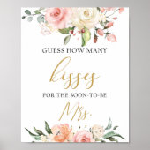 Boho blush roze perzikfloral Hoeveel kussens teken Poster (Voorkant)