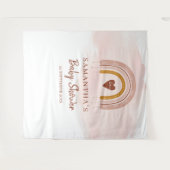 Boho Blush Roze Rainbow Baby shower Party Achtergr Wandkleed (Voorkant (horizontaal))