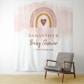 Boho Blush Roze Rainbow Baby shower Party Achtergr Wandkleed (In situ)