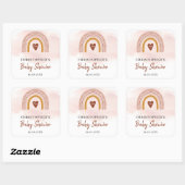 Boho Blush Roze Rainbow baby shower vierkante stic Sticker (Vel)
