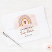 Boho Blush Roze Rainbow baby shower vierkante stic Vierkante Sticker (Envelop)