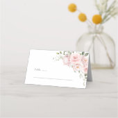 Boho Blush Roze Roos Bloem Bruiloft Plaatskaart Plaatskaartje (Voorkant)
