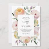 Boho Blush Roze Rose Elegante bruiloft uitnodiging (Voorkant)