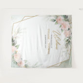 Boho blush roze roses greenery gold lijst bruiloft wandkleed (Voorkant (horizontaal))