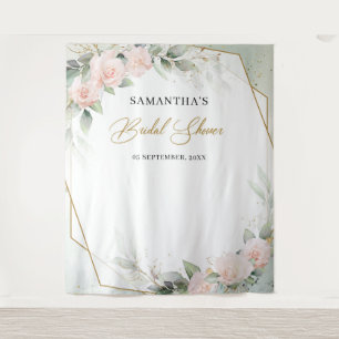 Boho blush roze roses greenery gold vrijgezellenfe wandkleed