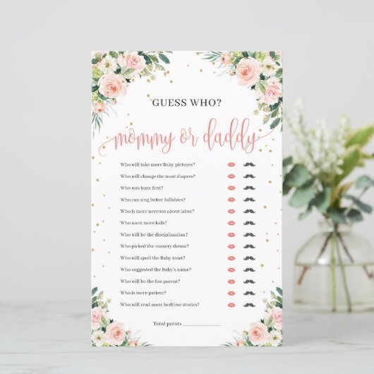 Boho blush roze roze groene mammie of pappa game (Staand voorkant)