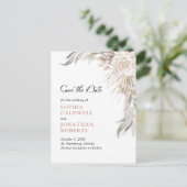 Boho Blush Roze Roze Legante Foliage Sparen de Dat Aankondigingskaart (Staand voorkant)