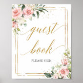 Boho blush roze roze lijst gastenboek poster (Voorkant)