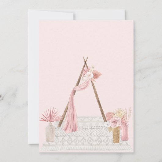 Boho Blush Roze Roze Pampass Vrijgezellenfeest Kaart (Achterkant)