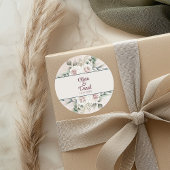 Boho Blush Roze Rozen Aangepaste Naam Trouwen Ronde Sticker