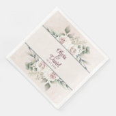 Boho Blush Roze Rozen Aangepaste Naam Trouwen Servet (Hoek)
