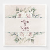 Boho Blush Roze Rozen Aangepaste Naam Trouwen Servet (Voorkant)