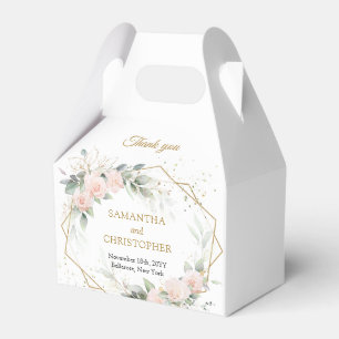 Boho blush roze rozen bloemen groen groen bruiloft bedankdoosjes