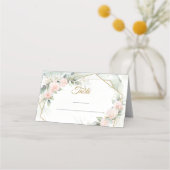 Boho blush roze rozen bloemen trouwplaats kaart plaatskaartje (Achterkant)