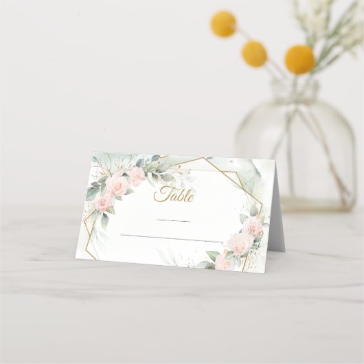 Boho blush roze rozen bloemen trouwplaats kaart plaatskaartje (Achterkant)