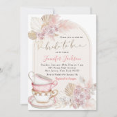 Boho Blush Roze Rozen Bruid Om Bruids Tea Party Kaart (Voorkant)