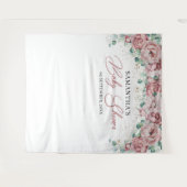 Boho blush roze rozen eucalyptus gouden baby showe wandkleed (Voorkant (horizontaal))