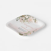 Boho blush roze rozen eucalyptus groen goud papieren bordje (Gebogen)