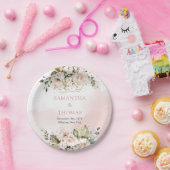 Boho blush roze rozen eucalyptus groen goud papieren bordje (Feest)