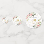 Boho blush roze rozen goud glitter 40e verjaardag confetti (Voorkanten)