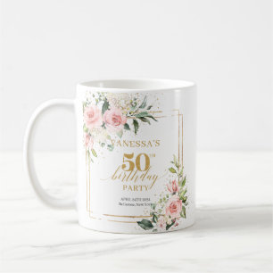 Boho blush roze rozen gouden salie 50ste verjaarda koffiemok