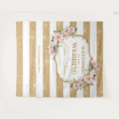 Boho Blush roze rozen gouden strepen Wedding Wandkleed (Voorkant (horizontaal))