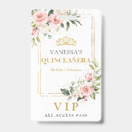 Boho blush roze rozen gouden tiara salie Quinceane Badge