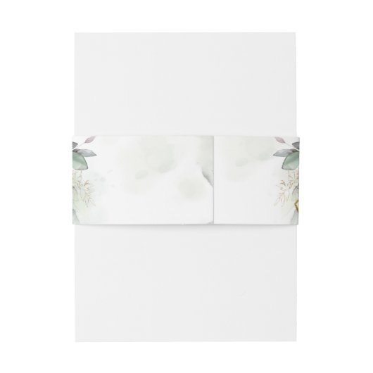 Boho blush roze rozen groene eucalyptus gold lijst uitnodigingen wikkel (Achterkant Voorbeeld)