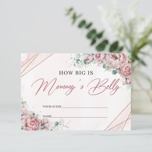 Boho blush roze rozen Hoe groot is mama's buik? Informatiekaartje (Staand voorkant)