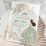 Boho Blush Roze Salie Groen Princesa Quinceañera Kaart<br><div class="desc">Boho Blush Roze Salie Groen Princesa Quinceañera Uitnodiging</div>