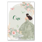 Boho Blush Roze Salie Groen Quinceañera Kaart (Achterkant)