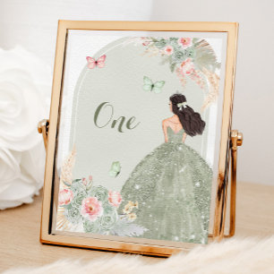 Boho Blush Roze Salie Groen Quinceañera Kaart