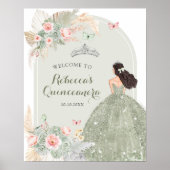 Boho Blush Roze Salie Groen Quinceañera Welkom Poster (Voorkant)