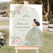 Boho Blush Roze Salie Groen Quinceañera Welkom Poster