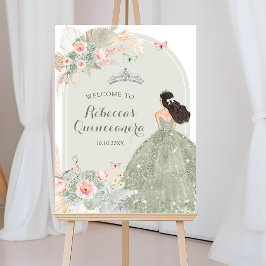 Boho Blush Roze Salie Groen Quinceañera Welkom Poster
