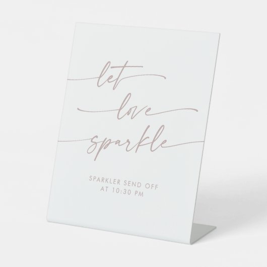Boho Blush Roze Sparkler Verstuur Bruilofts Reclamebord Met Voetstuk (Voorkant)