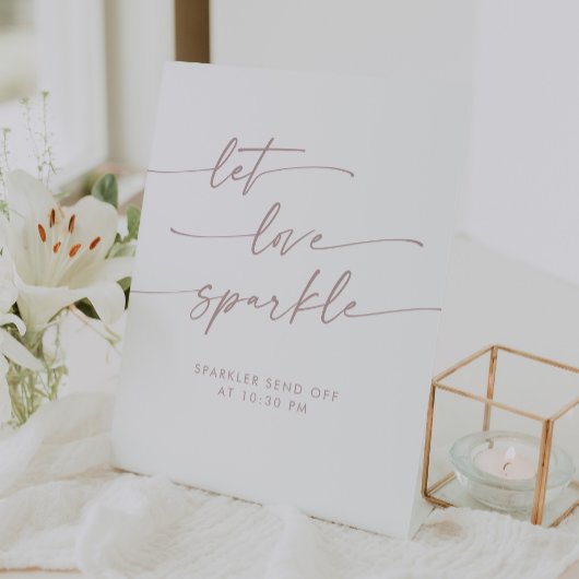 Boho Blush Roze Sparkler Verstuur Bruilofts Reclamebord Met Voetstuk