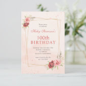 Boho Blush Roze Terracotta Bloem 100ste Verjaardag Kaart (Staand voorkant)