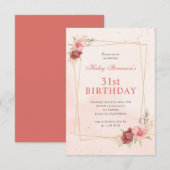Boho Blush Roze Terracotta Bloem 31e Verjaardag Kaart (Voorkant / Achterkant)