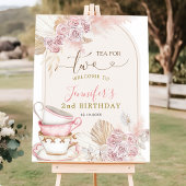 Boho Blush Roze Thee voor Twee Verjaardag Welkomst Poster