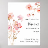 BOHO BLUSH ROZE WATERVERF BLOEMIGE BABY IN BLOEI POSTER (Voorkant)
