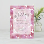Boho Blush Roze Waterverf Bloemige Bruiloft Kaart (Staand voorkant)