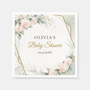 Boho blush rozen en eucalyptus gold Baby shower Servet