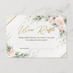 Boho Blush rozen eucalyptus Gold lijst Wijn Raffle Informatiekaartje