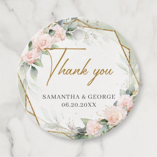 Boho blush rozen eucalyptus lijst bruiloft bedankjes labels (Voorkant)
