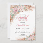 Boho Blush rozen florale pampas gras groen Kaart (Voorkant)