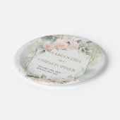 Boho blush rozen gouden glitter eucalyptus bruilof papieren bordje (Gekanteld)