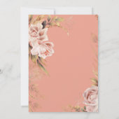 Boho Blush Rozen & Grassen Vrijgezellenfeest Kaart (Achterkant)