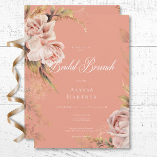 Boho Blush Rozen & Grasses Bruidsbrunch Kaart